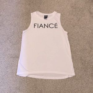 White “Fiancé” graphic tank